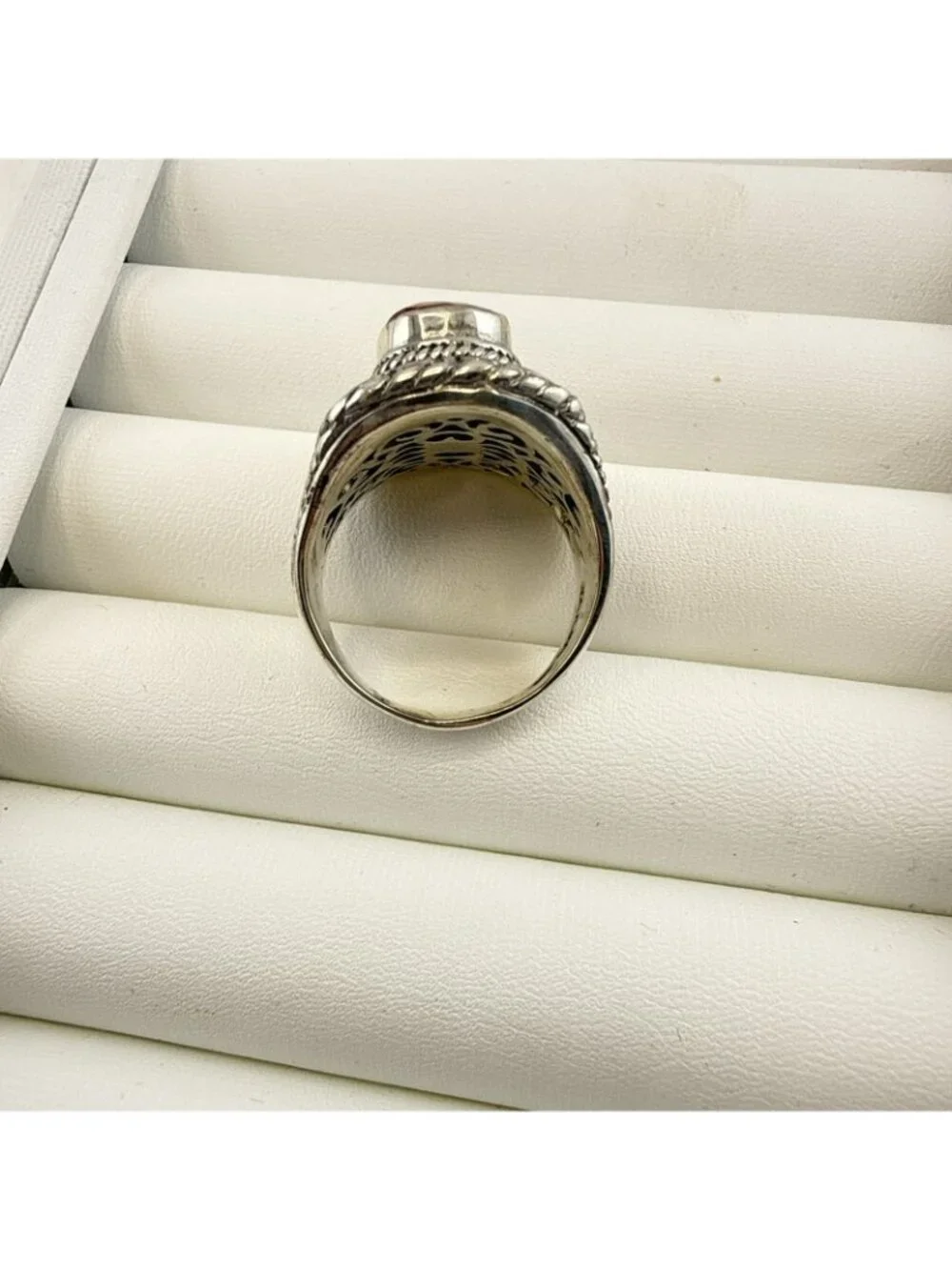 Sarda Sterling Silver Ring Melon Quartz Pebbled Size 10 JTV Caviar Bali 925